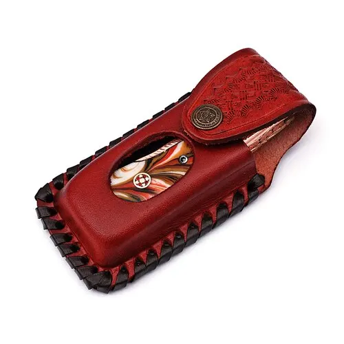 Customizable Folding Pocket Knife Outdoor Camping Hunting Handmade New Design Damascus Steel Blade Wood Resin Chemical Knife