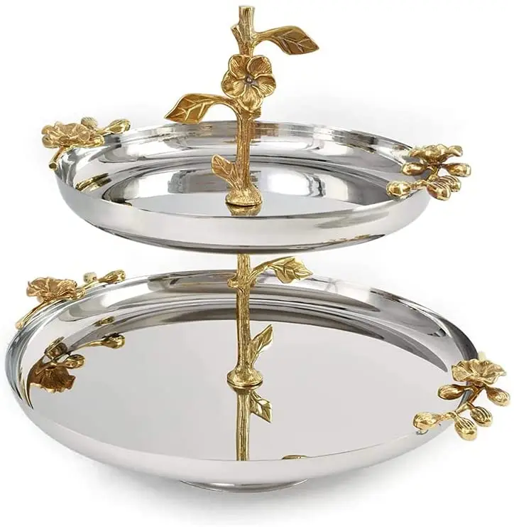 Stainless Steel Plate With Etched Decorative Design Serving Tray Platter For Thanksgiving,Christmas, Holidays,Weddings, Parties9