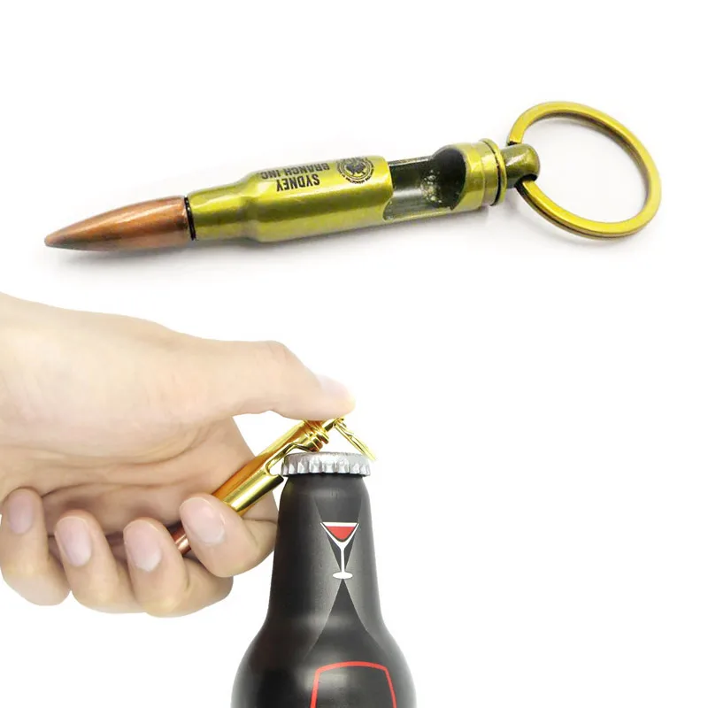 Cheap custom logo keychain 50 caliber bullet bottle opener