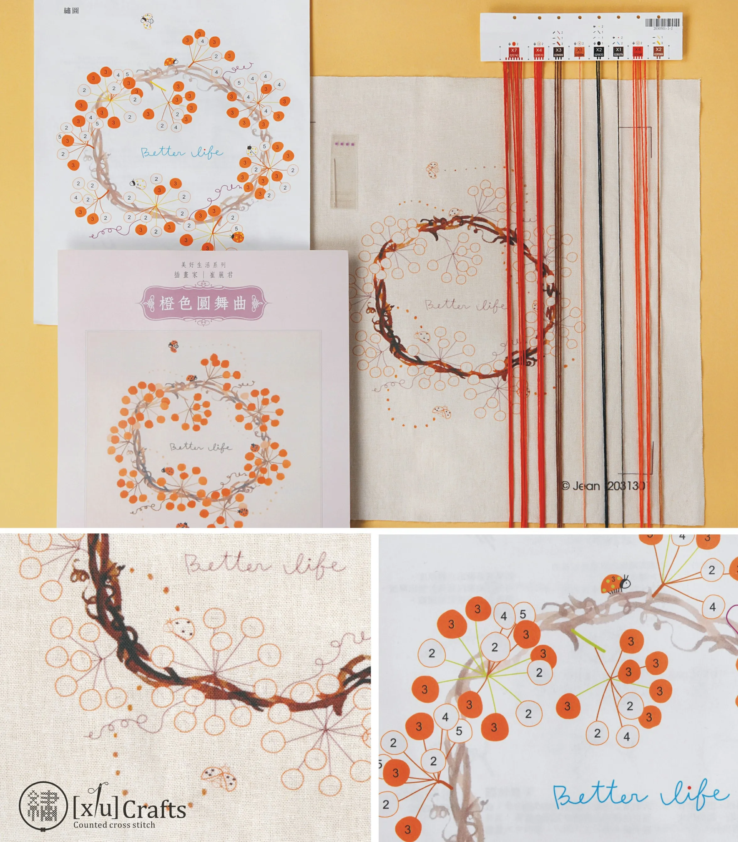 [3]presorted thread organizer Beginner Relaxing Life Illustration Color Painting Cross Stitch Kit
