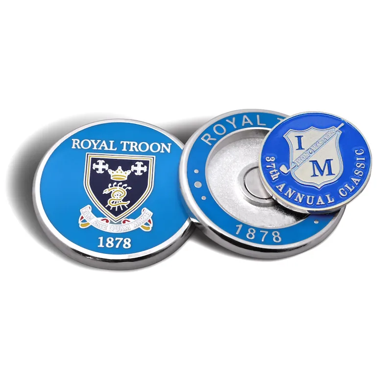 wholesale custom made metal magnetic golf poker chip ball marker