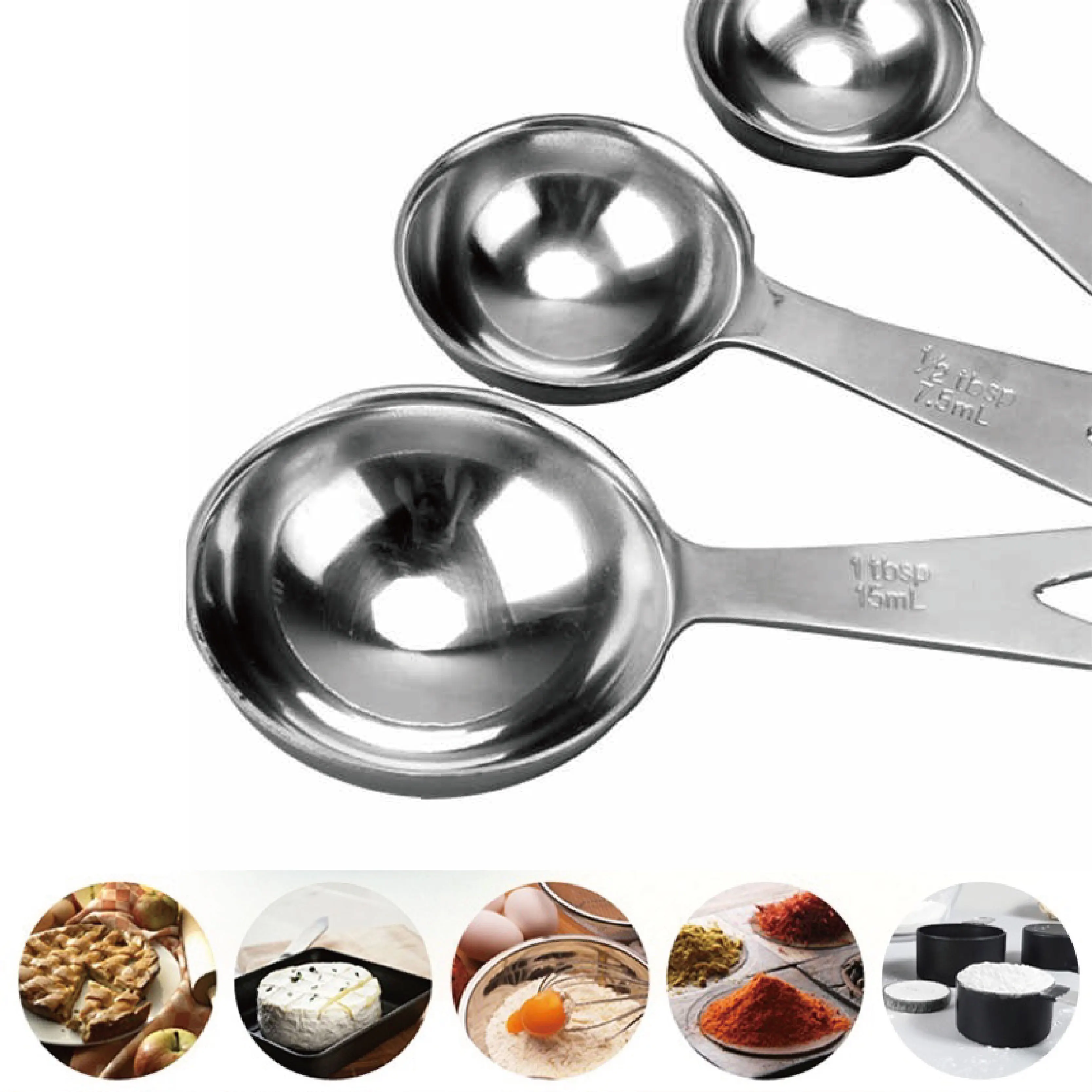 Food grade stainless steel 5 pieces measuring spoon set for cooking and baking