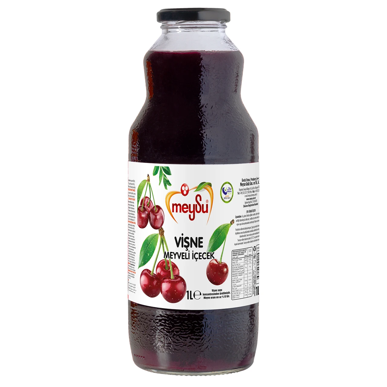 MEYSU 1 LT GLASS BOTTLE SOURCHERRY FRUIT DRINK