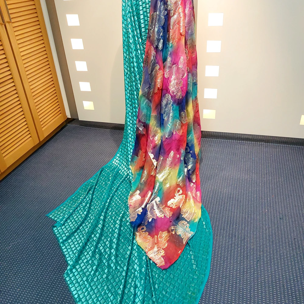 100% silk fabric chiffon metallic jacquard quality gold silver metallic chiffon