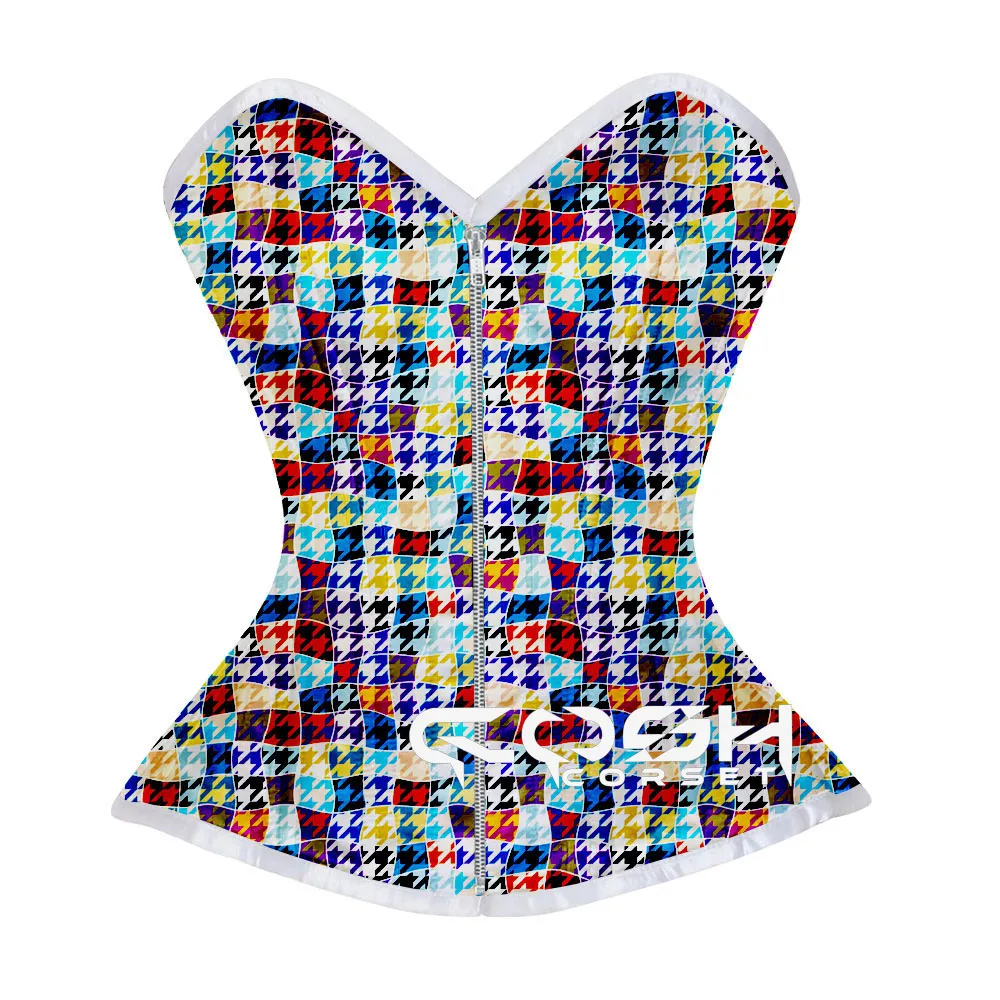 Sublimation Printed Corset With Zipper Up Over Bust Steel Boned Fall Romantic Outfit Extreme Curvy Bespoke Corset Bustier Top