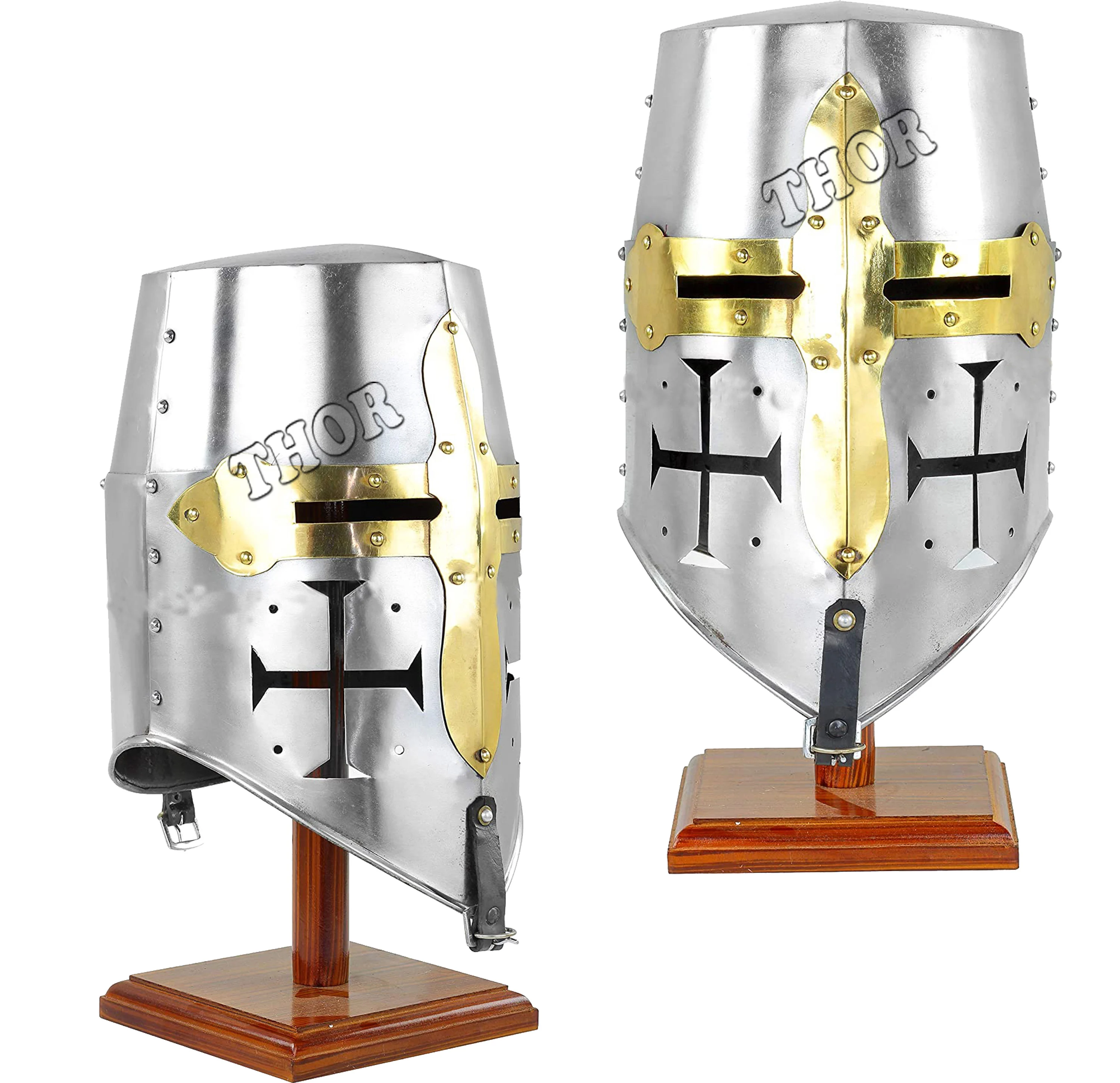 Средневековый Templar Warrior Helmet Crusader Knight Хэллоуин Templar Armor греческий Стальной шлем хромированный полированный