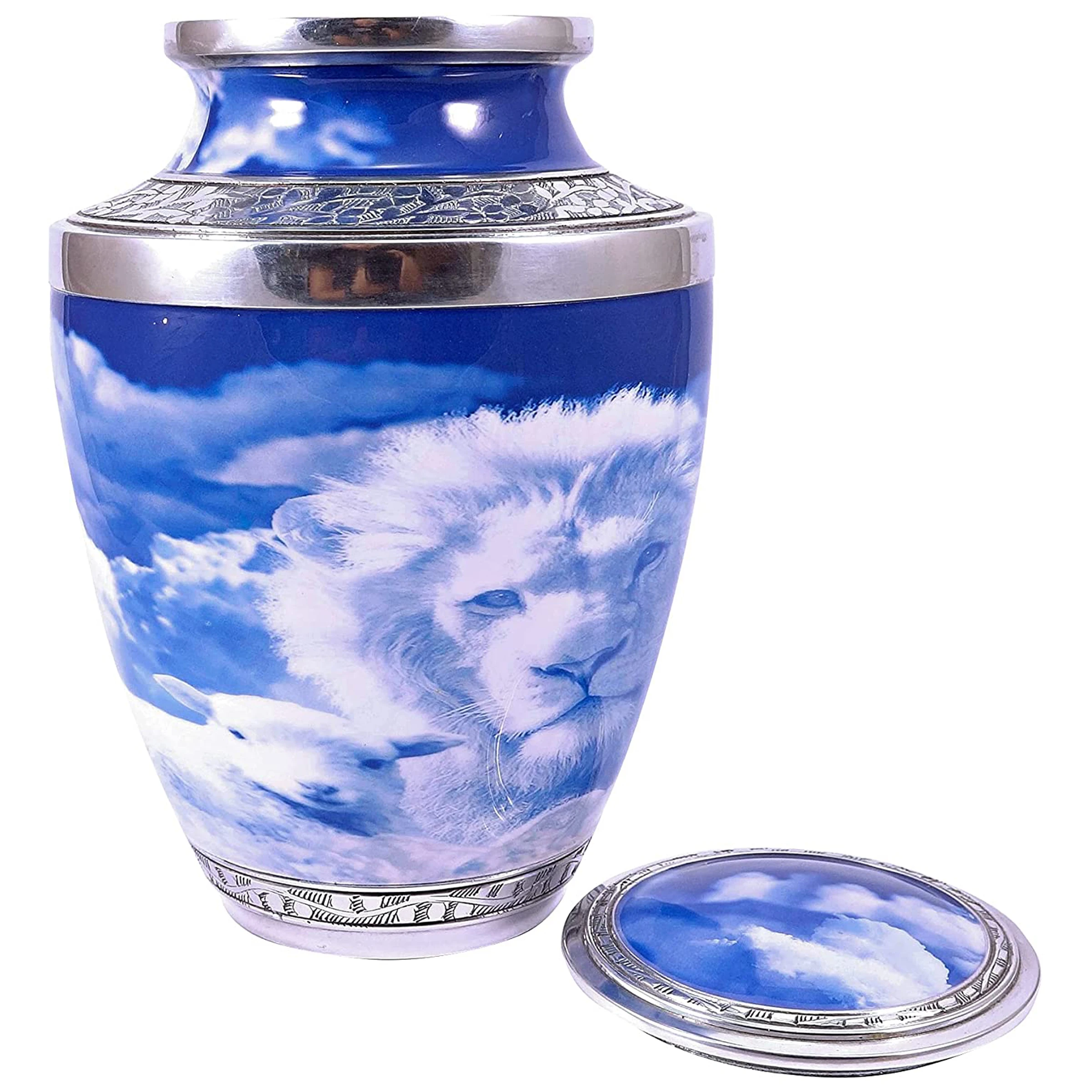 Оловянная большая урна для золы человека прекрасная и скромная ваших близких остается синей патиной