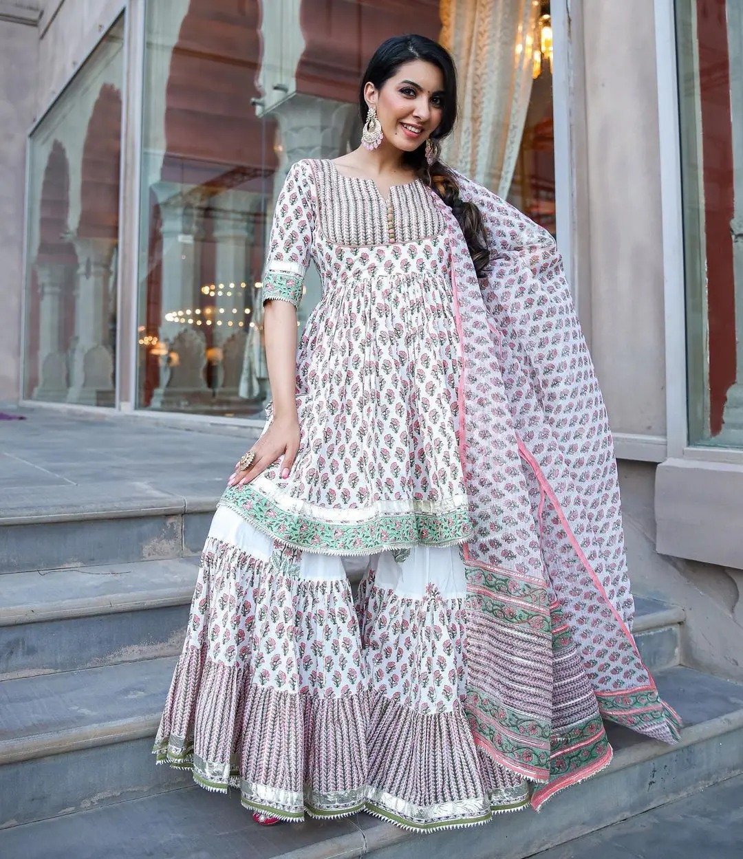 New Latest Designer Printed Cotton Kurti with Dupatta Set For All Occasions Wedding Wear Indian Dresses