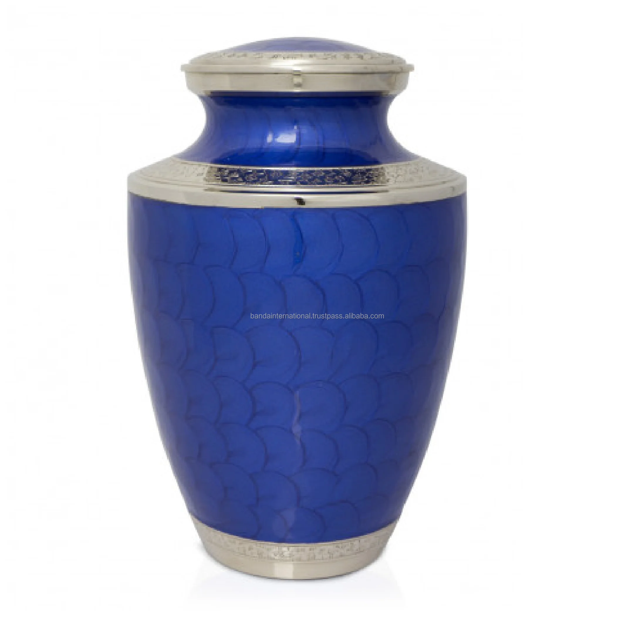 Wholesale Cremation Urns Funeral Supply Brass Adult Urn Human Ashes Urn With Enamel Paint & Engraving Band