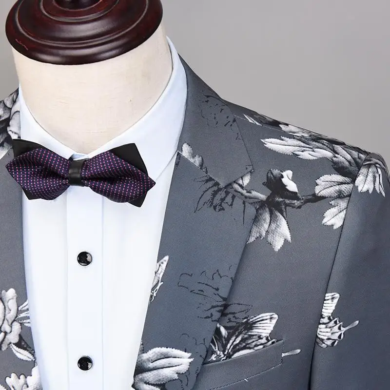 Flower toilor made mens wedding dress 2pcs suits slim fit party custom made suits men wedding dress suits