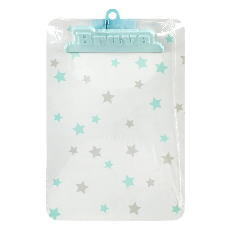 Hot sale cute writing board with fashion pattern and plastic clip, menu paper files holder for kids,clipboard