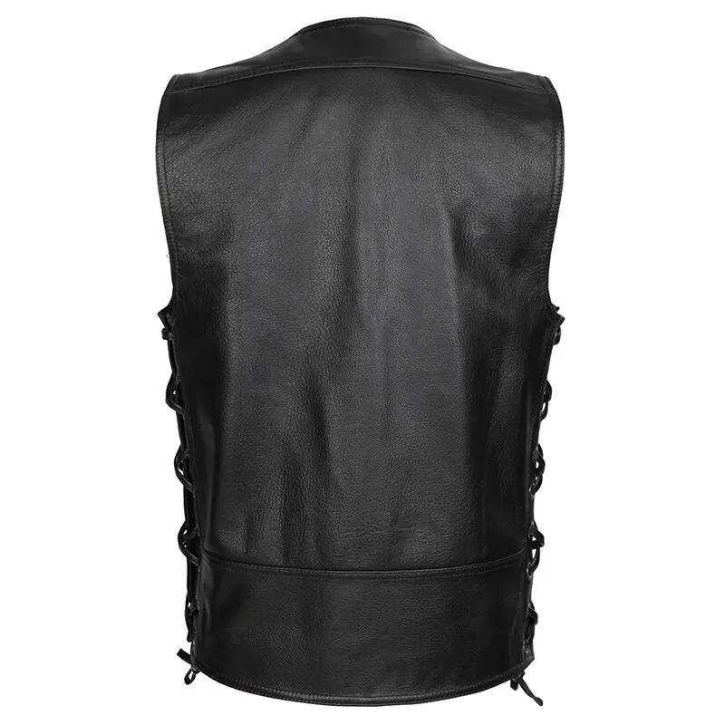 Новый мужской мотоцикл кожаный жилет для девочек из натуральной яловой Outback байкер