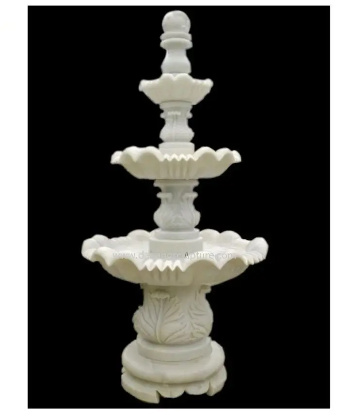 Custom hand carved marble three layer garden rolling ball marble fountain 3 tier stone fountain, 3 tier fountain 	sphere ball