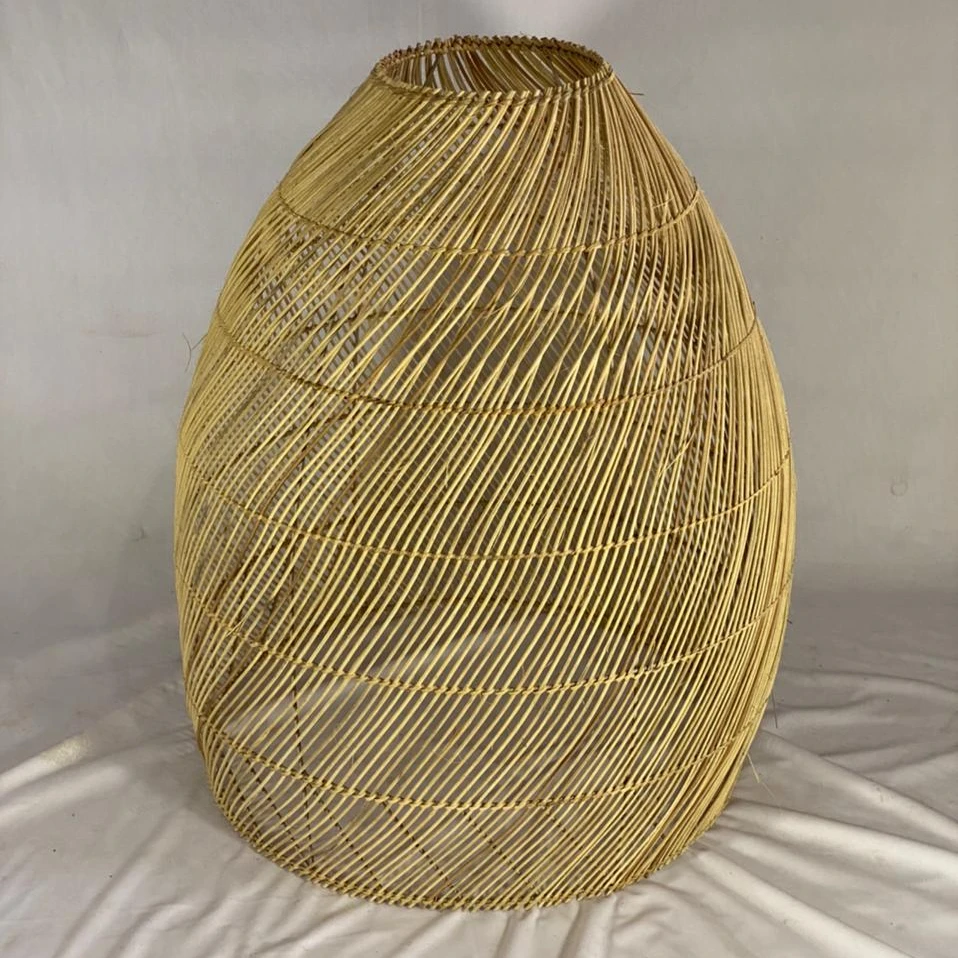 Antique rustic style rattan bamboo hanging light woven lantern pendant lamp