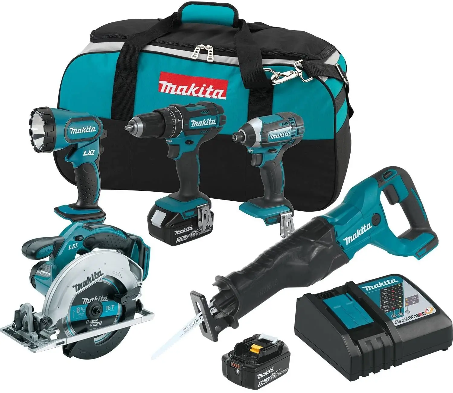 
 Лучший оригинал для нового Makitas XT505 18V LXT литий-ионный беспроводной комплект из 5 предметов (3,0 Ач)  