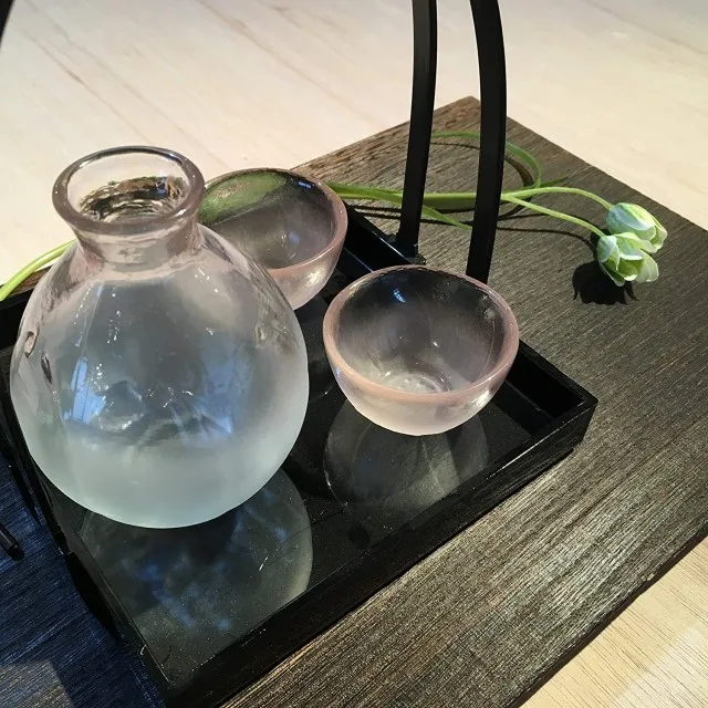 Quality Glassware for Rice Wine Manufactured in Japan HO-3000 Hanahonoka Three-Piece Set of Vessel for Drinking