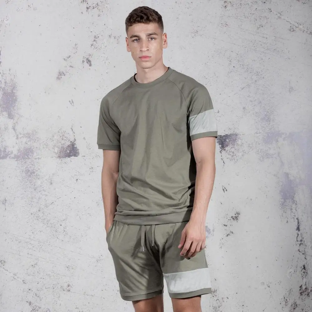 
 Custom made Twin Set Shorts and T Shirt Set with Side Stripes  