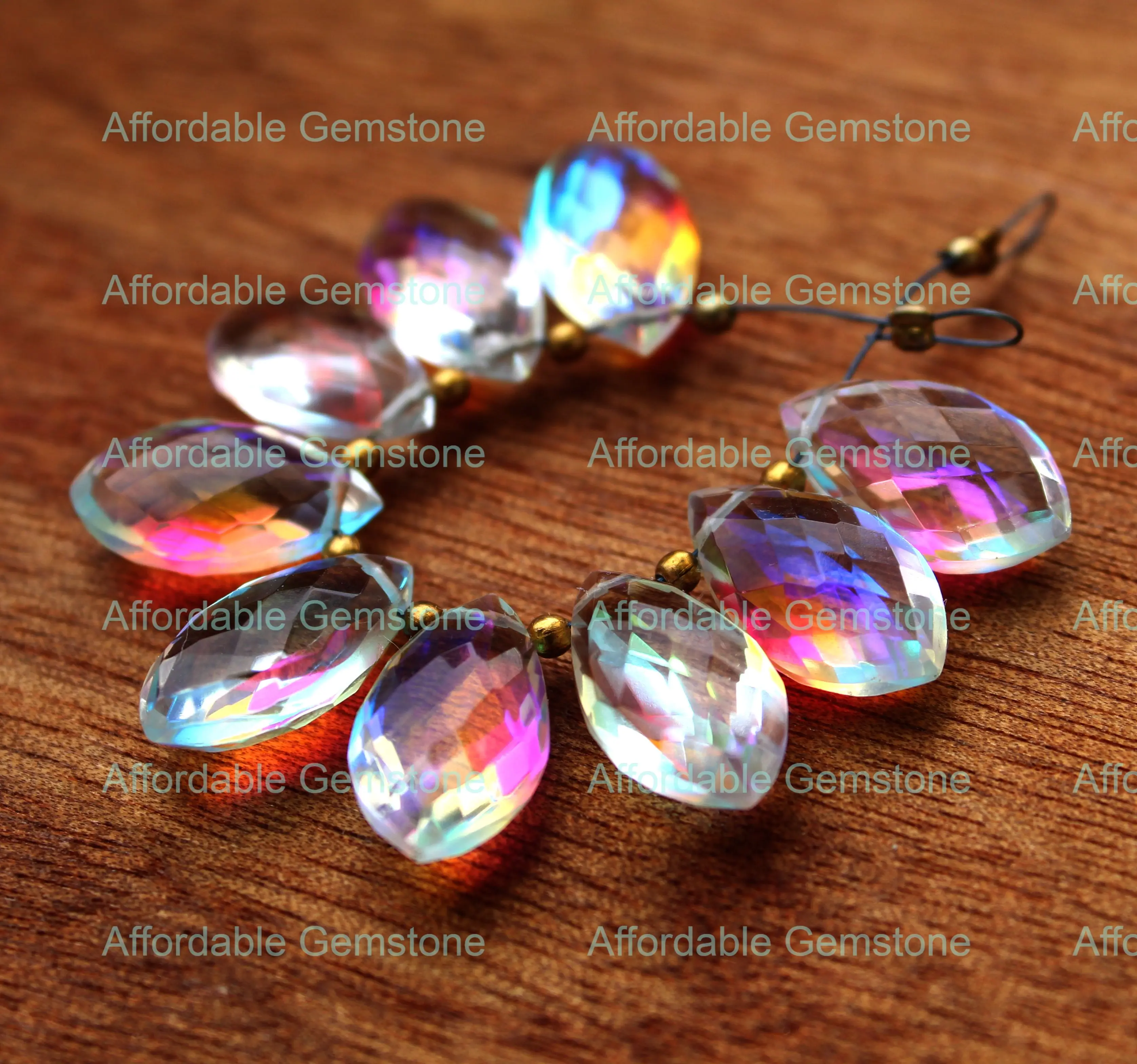 Мистик кварц сверху сверленые драгоценные камни граненые ручной работы в форме маркиза камень для изготовления ювелирных изделий Размер 15x15 мм