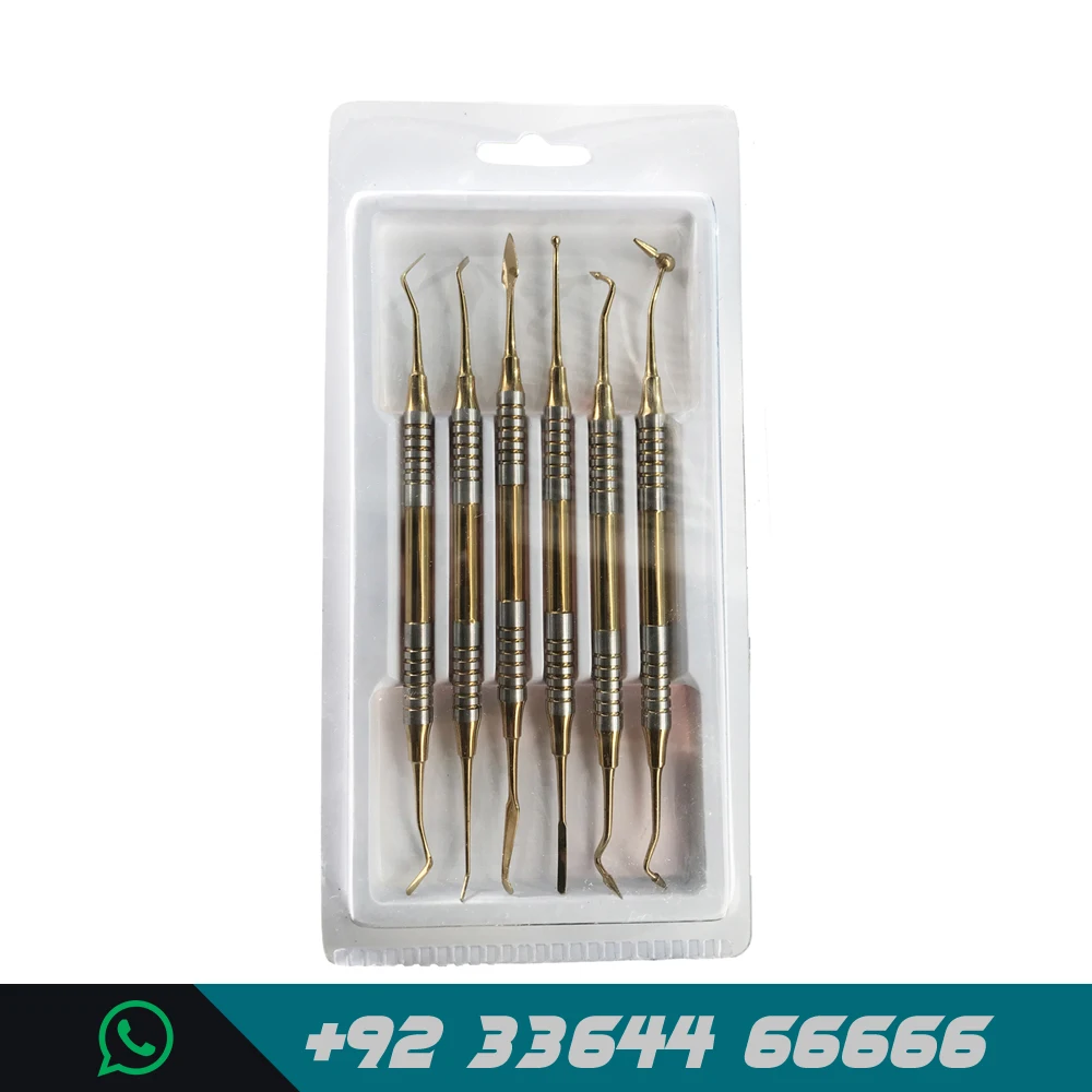 Набор инструментов для чистки зубов комплект из 6 композитных нержавеющей стали наполнение зубами цвет золото