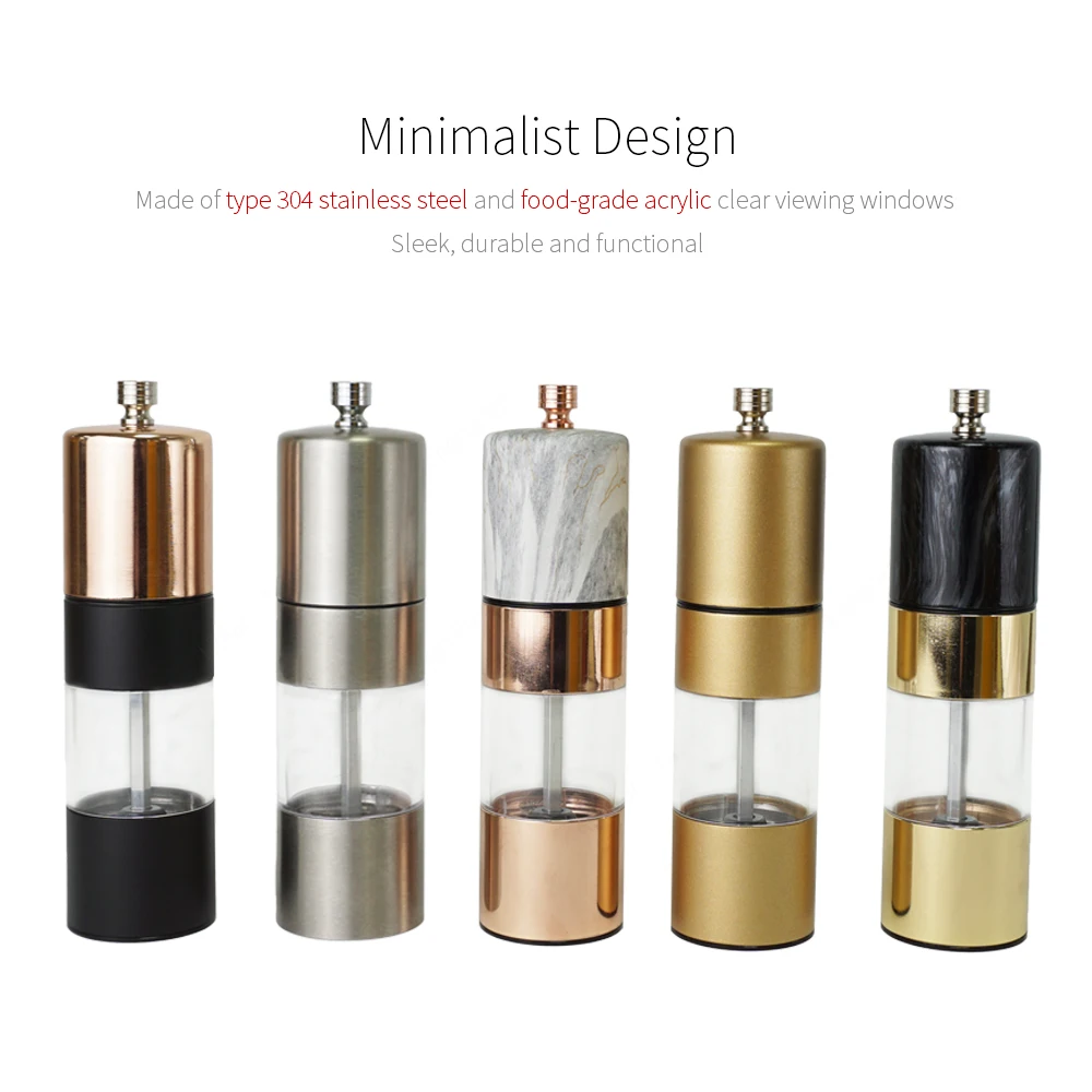 [Holar] Taiwan Made Elegant 5 6 8 Inch Rose Gold Salt and Pepper Grinder Mill with Clear Viewing Window