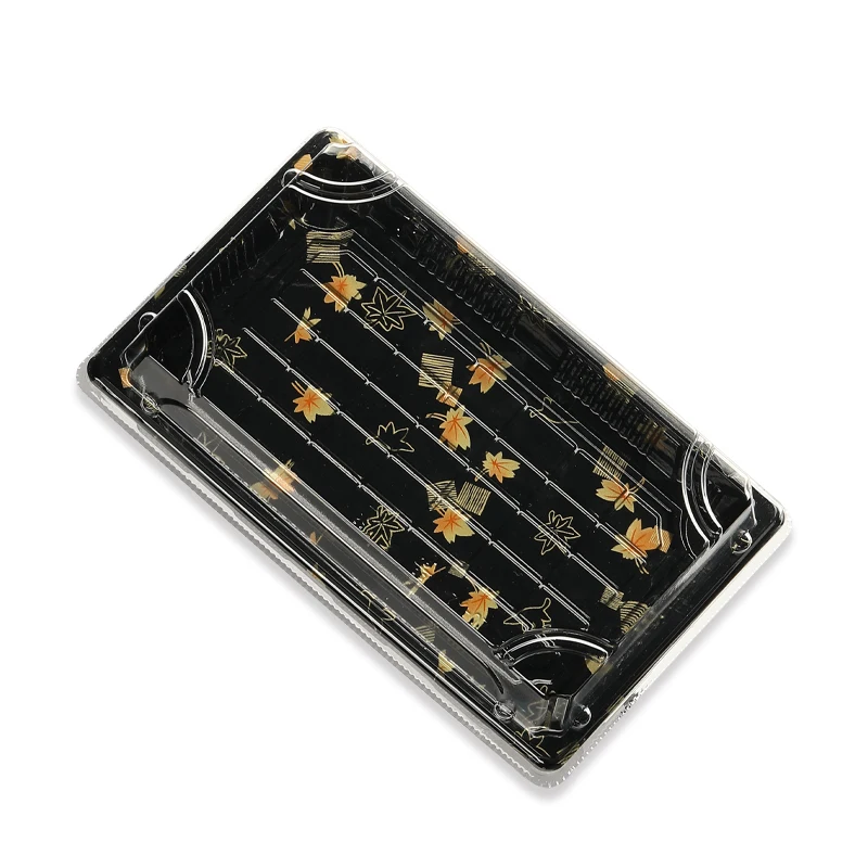 Wholesaler plastic sushi box container serving Japanese sushi tray with lid to go packaging