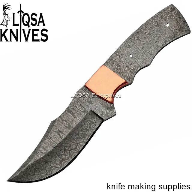 DAMASCUS STEEL LADDER PATTERN BLANK BLADE FULL TANG FOR CUSTUMISED HANDLE