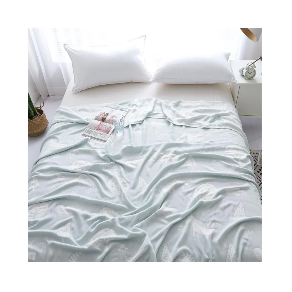 Hot 100% Bamboo Totally Soft Crocheted Cartoon Blue Waterproof Anti-pilling Bamboo Blanket For Spring/Autumn From Vietnam