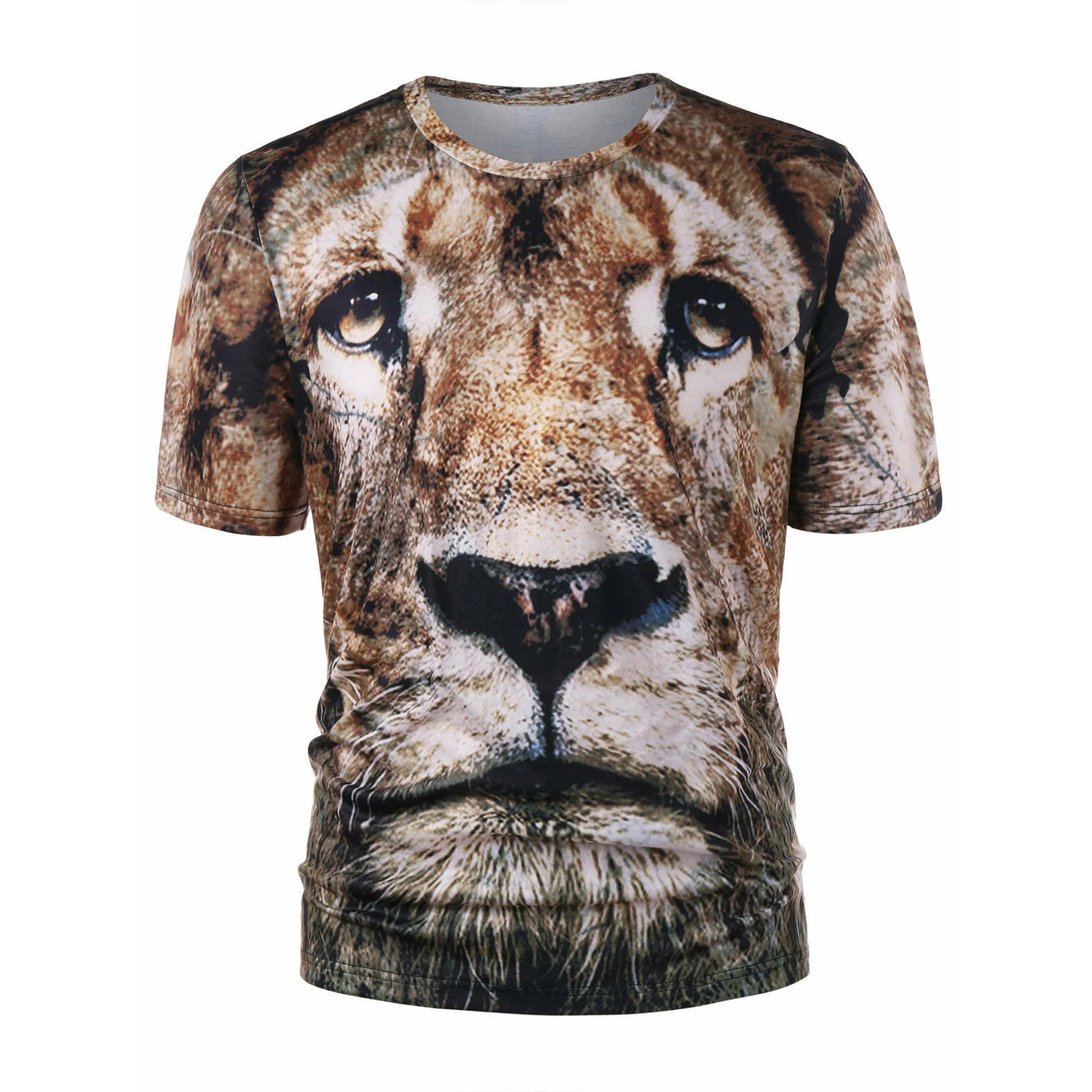 3D с принтом футболка с короткими рукавами, футболка для мальчиков с надписью в виде льва моделирования, подчеркивающие фигуру, удобные