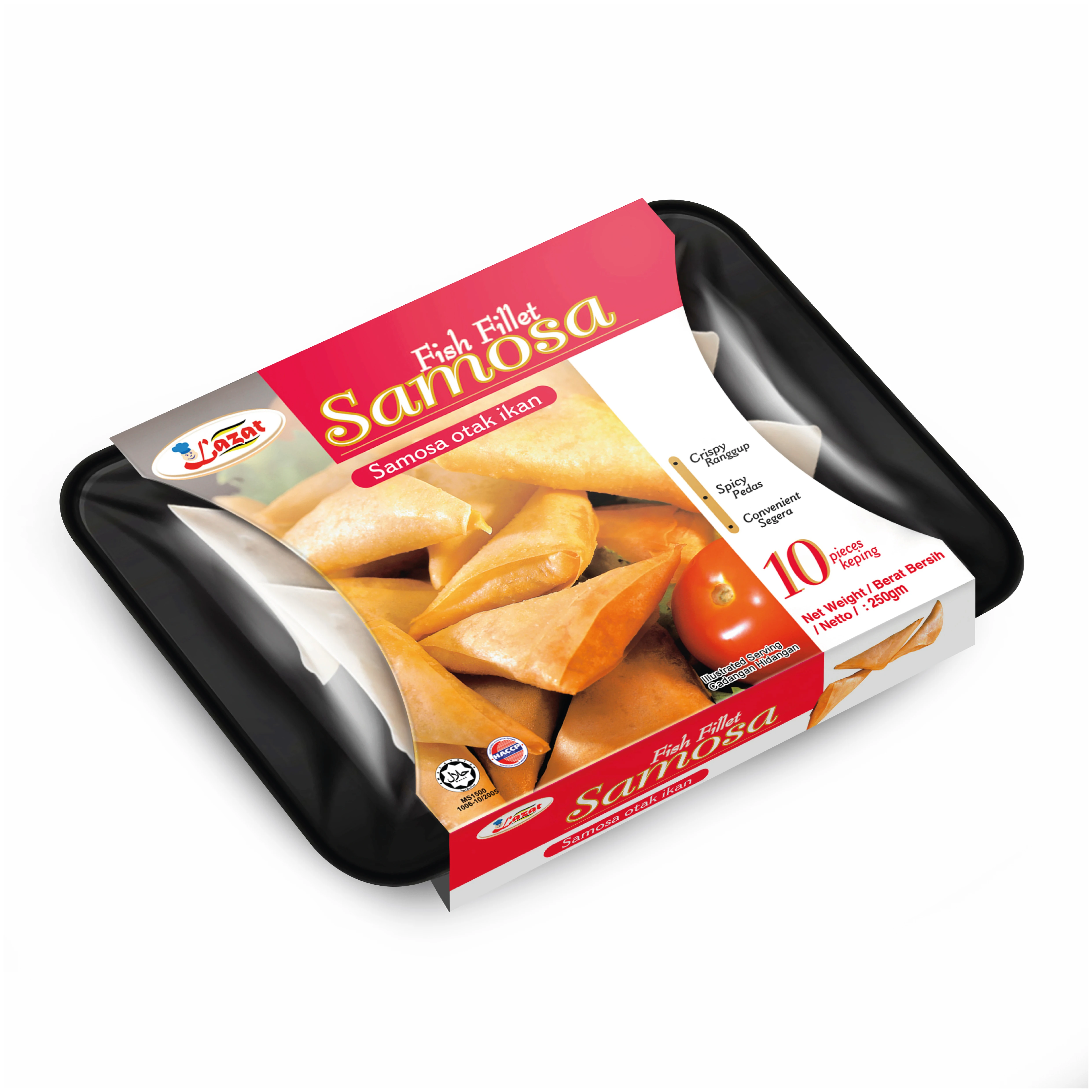 Кондитерская коробка из Малайзии готовая к приготовлению Самоса-Otak Fish 10 (250 г X 24 кв.