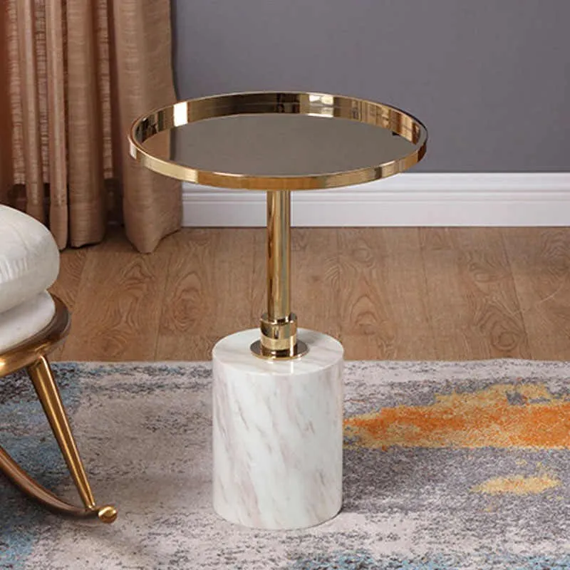 Deluxe Marble End Table for Living Room Marble Base Round side table