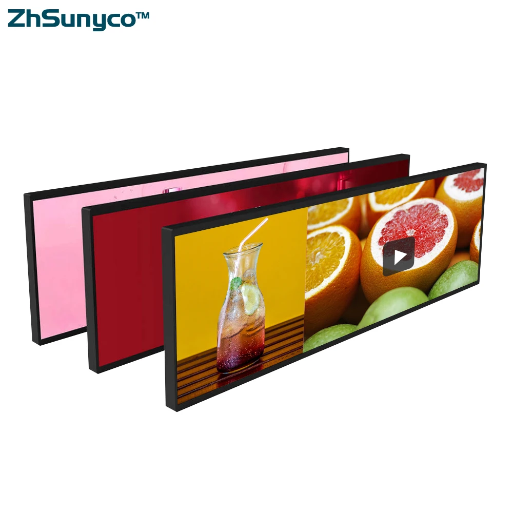 Wall Mounted Lcd Ad Display 37 inch Screen Stretched Bar Monitors for supermarket