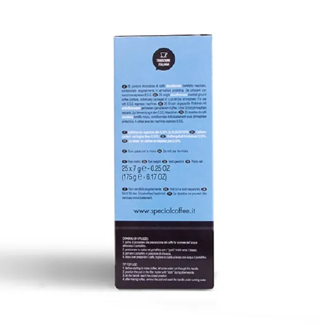 Italian fine coffee POD/CIALDE DECAFFEINATED 7g easy for a good espresso without caffeine Coffee manufacture