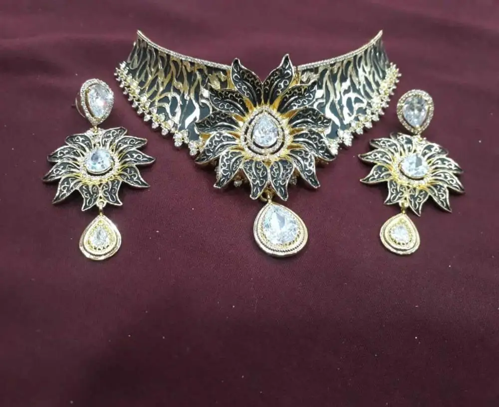 American Diamond Cubic Zircon Gold Plated Jewellery set