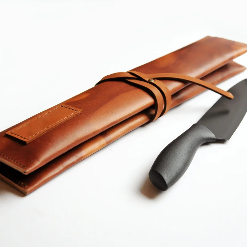 Leather Chef Knife Case, High Quality Durable Knife Pouch, Leather Knife Rolling Case