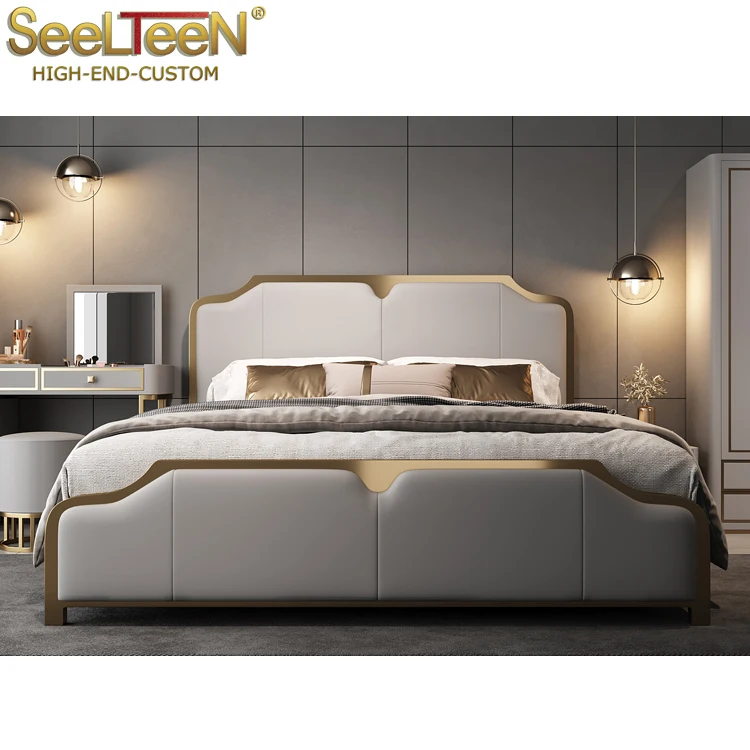 Gold edge luxury hotel bedroom complete customized hotel bedroom sets furniture
