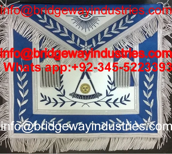 Masonic Past Master Blue Silk Border Apron