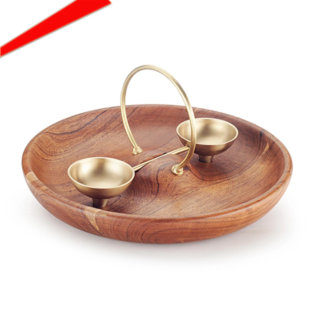 luxury eco friendly wooden chip dip bowl organic salad bowl