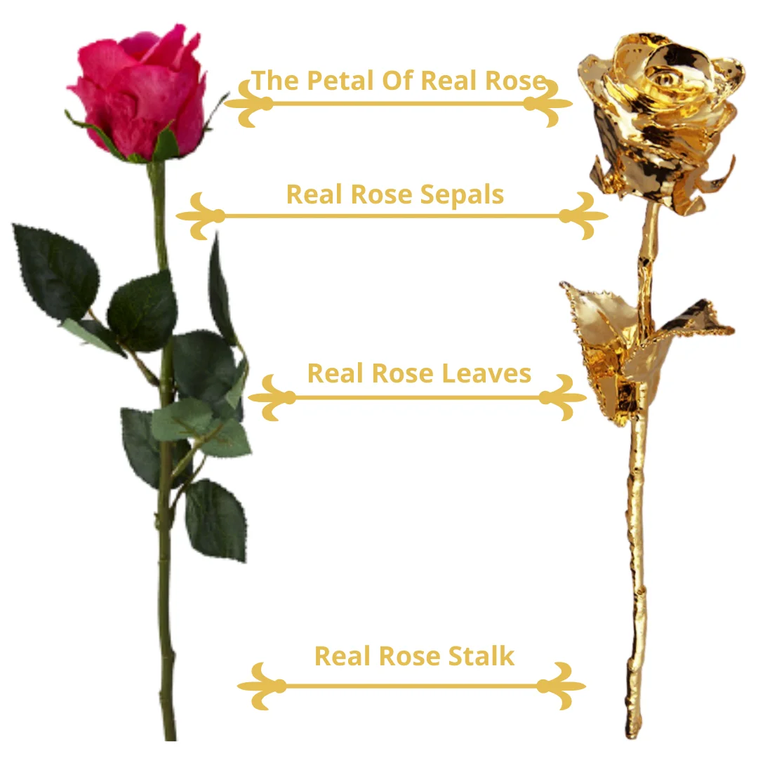 Hot selling Trendy 24K Gold Dipped Real Rose with beautiful Gift Box 6 Inches, Forever Flower,best Romantic Gifts for Women
