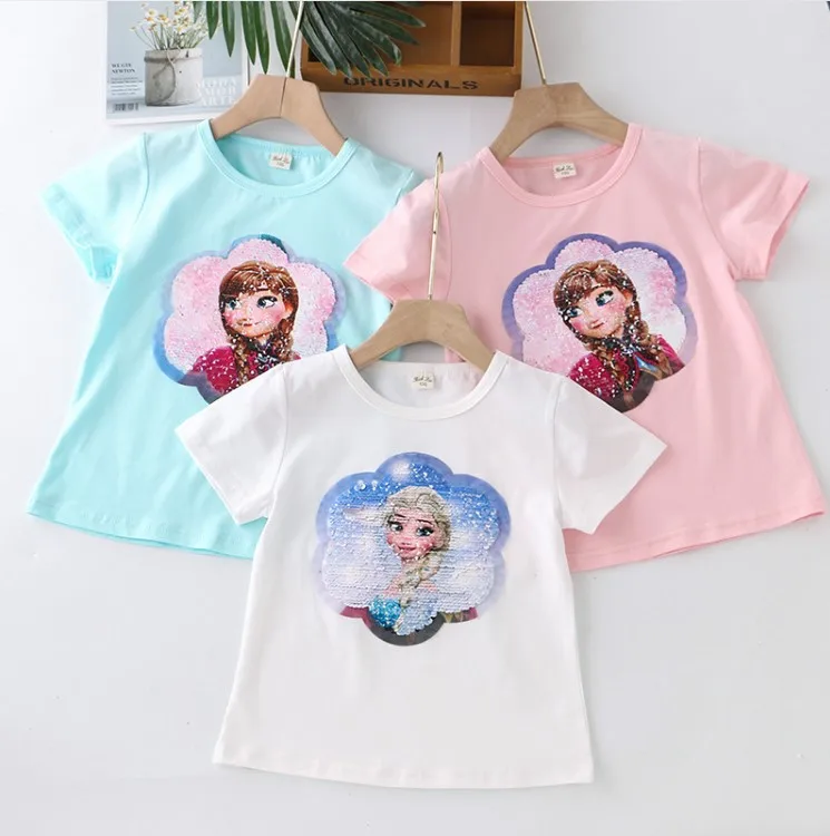 High quality fancy kids clothes baby cotton custom printing t-shirt design for girls kids