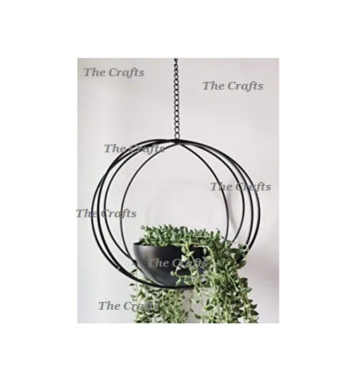 Iron Black Color Hanging Planter Handmade Round Shape Decorative Wall Hanging Planter At Affordable Price