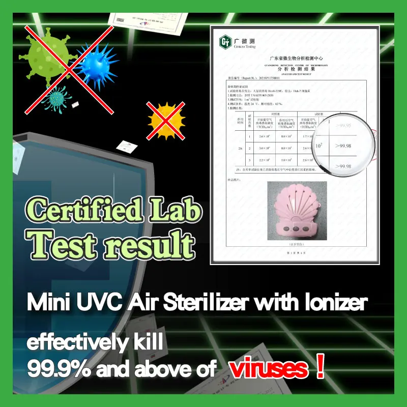 Мини-стерилизатор Johnlite UVC с ионизатором HEPA-очиститель воздуха портативный переносной USB-вентилятор убивает 99.9% вирусов бактерий микробов