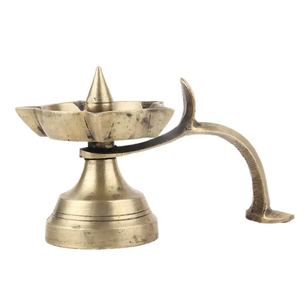 Традиционная Золотая латунная лампа ручной работы с 5 ручками для головки кобры масляная декоративная винтажная Diya SNP-587