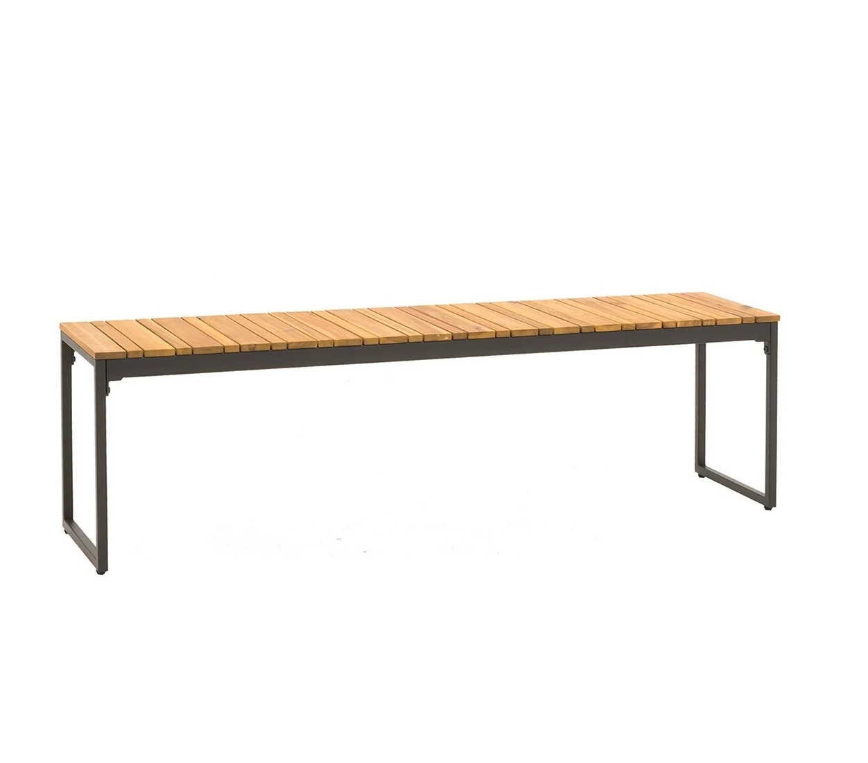 Modern Style  Vietnam Top Quality Outdoor Garden Steel Legs Teak Wooden Long Bench Chair Seat With No Backrest