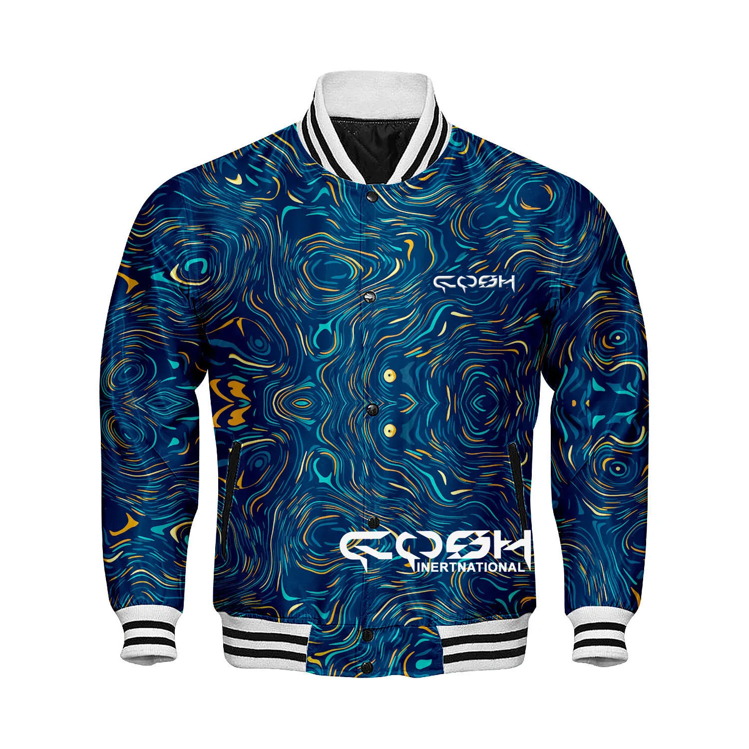 Best Selling Digital Printed Satin Sports And Team Wear Baseball jacket Long Sleeve Windproof Bomber Jacket Vendor From Pakistan