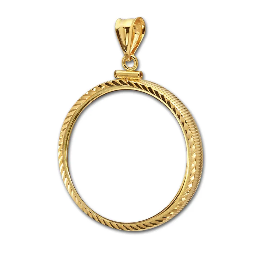 custom metal brass pendant holder coin bezel keychain