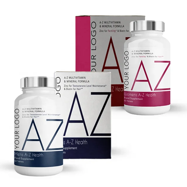 
Womens A-Z Multivitamin and Minerals - Food Supplement - Round Premium Bottle - Private Labelled - Wholesale Diet Supplements 
