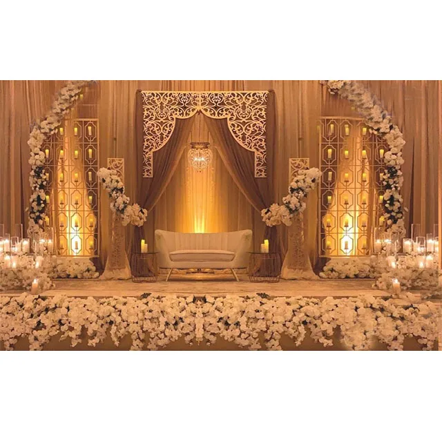 Best Wedding Stage with Candle Walls London Dreamy Wedding Stage Metal Candle Walls Elegance Reception Stage Candle Back-Walls