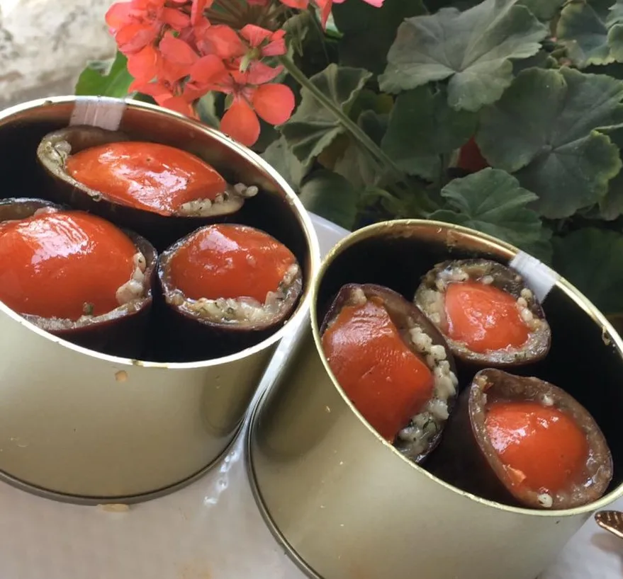 
Stuffed Eggplant with Rice 