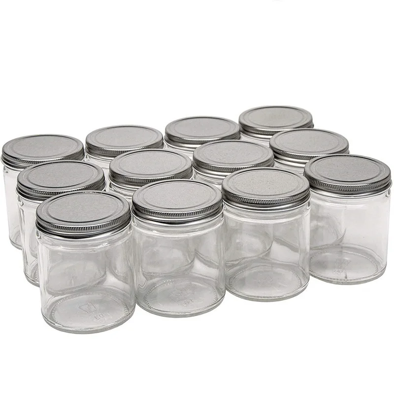 8oz 250ml clear blend glass wax candle jar with metal lid custom logo color