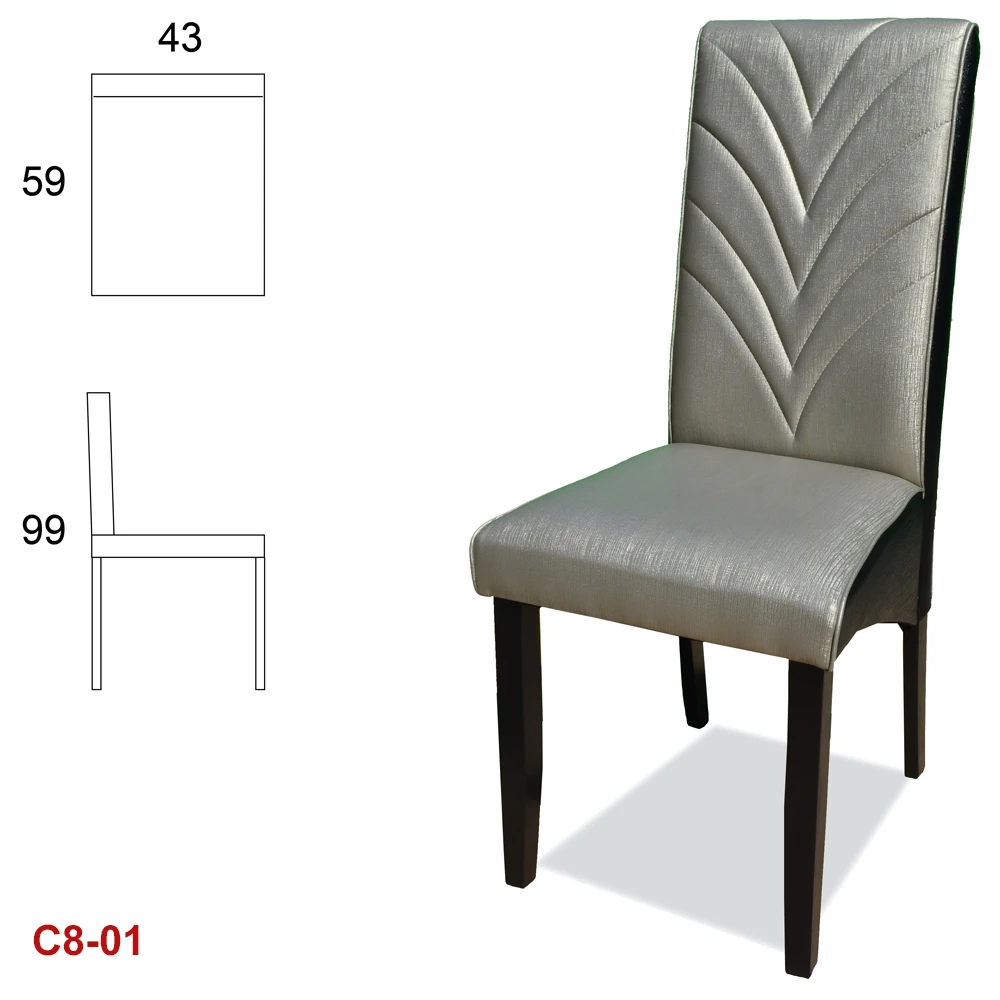 Solid Dining Chair NGYC8 Modern Rubberwood Wooden Leg High Back Knock Down Upholstery PVC PU Fabric Padded Cushion Home Malaysia